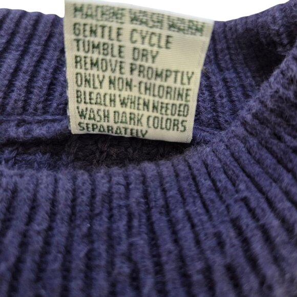 Vintage Izod Men's Sweater XL Navy Blue Yellow Heavyweight Cotton Cozy Cabincore - Picture 5 of 9